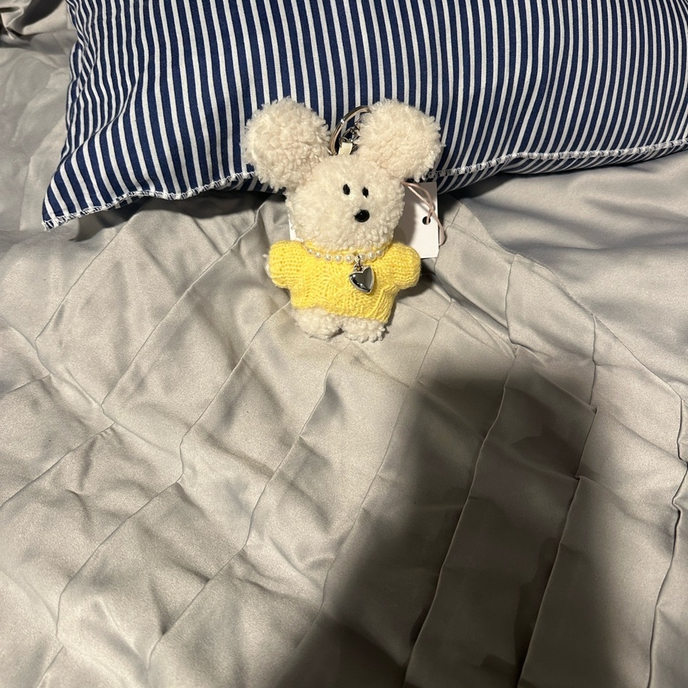 Yellow and White Plush Key chain - Picture 2 of 5